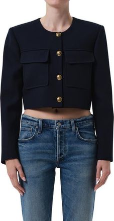 Citizens Of Humanity Sophia Crop Wool Jacket in Navy at Nordstrom, Size X-Large
