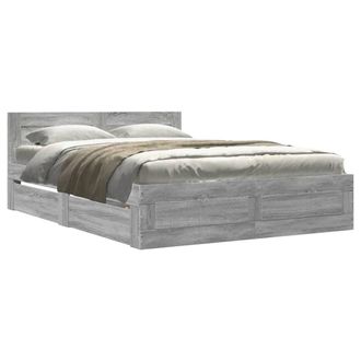 Berkfield Home Bed Frame with Headboard without Mattress Grey Sonoma 120x200 cm | Size: Small Double