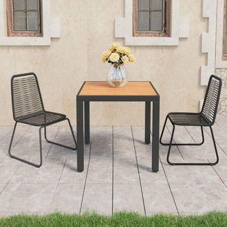 vidaXL Set De Comedor De Jard&iacute;n De 3 Piezas Pvc Rat&aacute;n Negro Y Marr&oacute;n Vidaxl