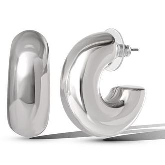 Jessica Simpson Silver Chunky Hoop Earrings at Nordstrom