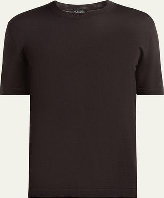 Ermenegildo Zegna Mens Solid Knit Crewneck T-Shirt