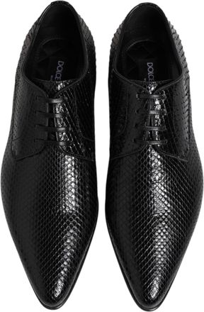Dolce & Gabbana Mens Black Exotic Leather Lace Up Derby Shoes Python