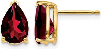 Diamond2Deal 14k Yellow Gold 9x6mm Pear Garnet Earrings