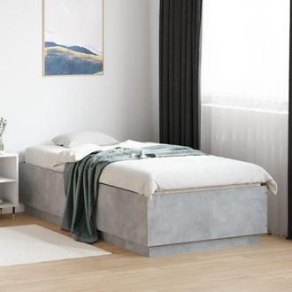 Berkfield Home Bed Frame with LED without Mattress Concrete Grey 100x200 cm