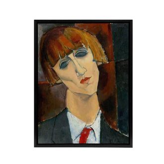 Artery8 Madame Kisling Portrait Modigliani Black Framed Canvas Wall Art | Size: W24 x H32