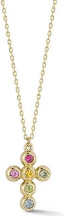 Ember Fine Jewelry 14K Gold Stone Cross Pendant Necklace at Nordstrom Rack