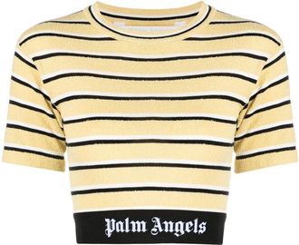 Palm Angels cropped short-sleeve T-shirt - women - Cotton/Polyamide - S - Yellow