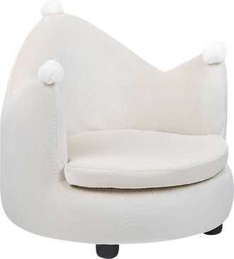Beliani Silla Tapizado De Terciopelo Dise&ntilde;o Sill&oacute;n En Forma De Corona Afelpado Muebles Para Ni&ntilde;os Beige Vega
