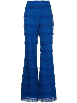 Alberta Ferretti Pantaloni con dettaglio a frange - Blu