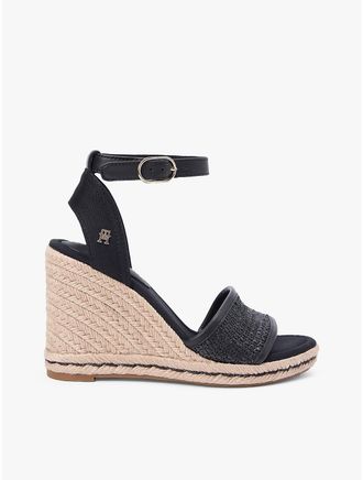 Tommy Hilfiger Womens Raffia Wedge Espadrille Sandal - Black - US 6.5 / EU 37