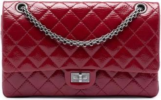 Chanel Pre-owned Vintage Quilted Patent Leather Double Flap Crossbody Bag - Dames - Vintage Schoudertas - Rood - ONE Size - Leer - Vintage