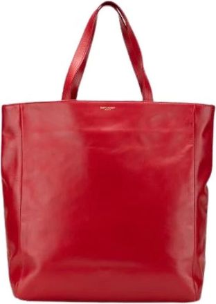 Saint Laurent Pre-owned Tote Bags, female, Red, Size: ONE SIZE Pre-owned Leather Suede Tote Bag