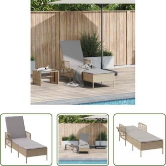 vidaXL vidaXL Lettino da giardino - Lettino da sole Beige e Grigio Chiaro 55 x 200 x 92 cm