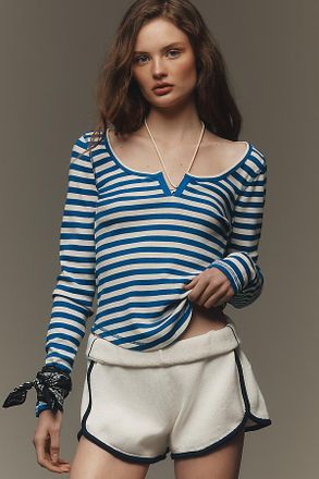 Pilcro Notched Long-Sleeve T-Shirt Top