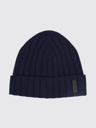 Emporio Armani Pure Cashmere Beanie Hat with Applied Logo Patch