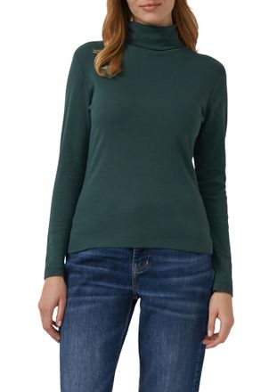 s.Oliver Rollkragenshirt S.OLIVER, Damen, Gr. 46, gr&uuml;n (bottle gr&uuml;n), Rippware, Obermaterial: 100% Baumwolle, normal, Rundhals, abgesteppte Kante, Shirts Rollk