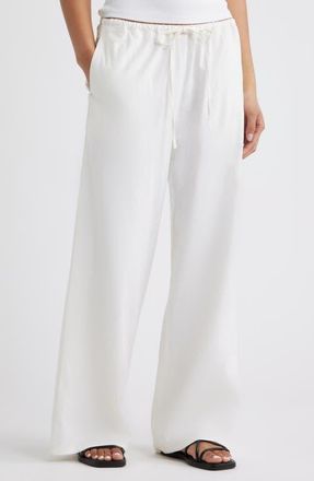 Open Edit Linen Blend Wide Leg Pants in White at Nordstrom, Size Xx-Small