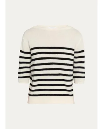 Majestic Filatures Merino Extrafine Striped Crewneck Sweater