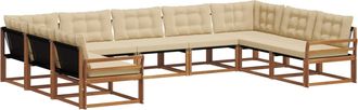 vidaXL Conjunto De Sof&aacute;s De Exterior 9 Uds. Natural Y Beige Vidaxl