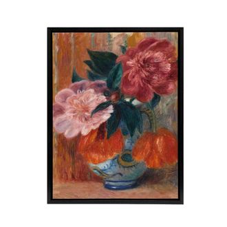 Artery8 Tulips & Peonies in Pitcher Glackens Framed Canvas Wall Art Print | Size: W24 x H32