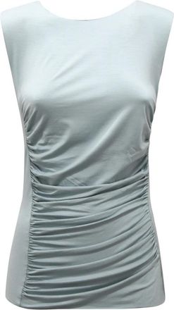 Armani Jersey Top met Rits aan de Achterkant - Dames - Tops zonder mouwen - Blauw - M - Tops