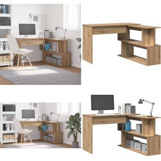 vidaXL Scrivania Angolo Rovere Artigianale 200,5x50x76 cm Truciolato - Scrivania da ufficio - Scrivania in truciolato