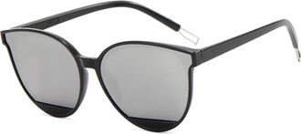 Generic Womens Large Frame Outdoor Sunglasses Mens Driving Commuter Sun Glasses(Silver)