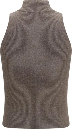 Brunello Cucinelli Womens Brown Cashmere Sleeveles Sweater Clothing