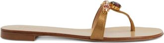 Giuseppe Zanotti Katisha embellished thong sandals - women - Suede/Leather/Leather - 38.5 - Brown