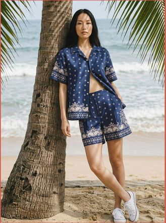 Nooki Design Womens Arizona Paisley Print Shirt - Navy Mix - Size: 10/8