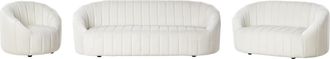 Beliani Conjunto De Sala De Estar Terciopelo Asiento Acolchado Respaldo Bajo Retro Contempor&aacute;neo Blanco Crema Malung