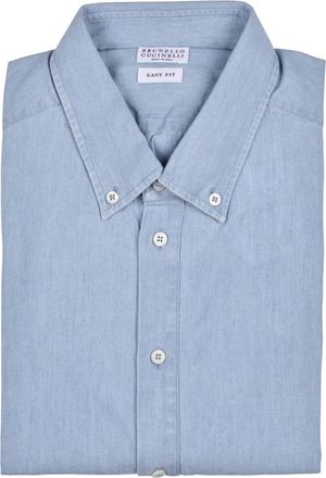 Brunello Cucinelli Blue Cotton Mens Shirt
