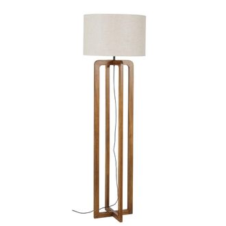 Maisons du monde L&aacute;mpara de pie de madera de mango y pantalla de lino beige Alt. 166 cm