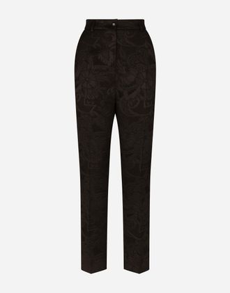 Dolce & Gabbana Floral Jacquard Pants - Woman Pants And Shorts Black Fabric 36