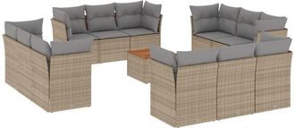 vidaXL Set Sof&aacute;s De Jard&iacute;n Con Cojines 13 Pzas Rat&aacute;n Sint&eacute;tico Beige Vidaxl