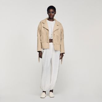 Sandro Fringed suede jacket