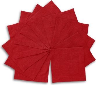 Solino Home Linen Cocktail Napkins Set of 12, 6 x 6 Inch for Dining Table, Holiday and Everyday Table Decor - Sonoma in Red at Nordstrom, Size Small