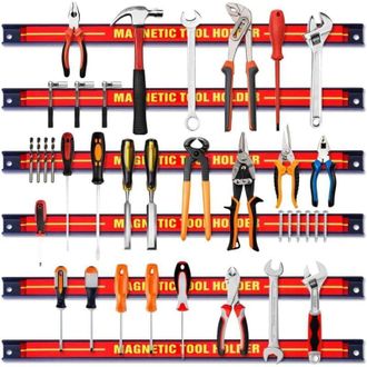 Giantex 6x Set di barre magnetiche per utensili da 46 cm, barra magnetica, supporto magnetico per utensili da parete, incluso materiale di montaggio
