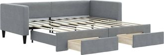 vidaXL Sof&aacute; Cama Nido Con Cajones Tela Gris Claro 100x190 Cm Vidaxl