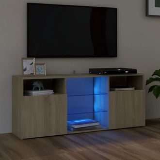 Berkfield Home TV Cabinet with LED Lights Sonoma Oak 120x30x50 cm in Brown | Size: 120 x 30 x 50 cm