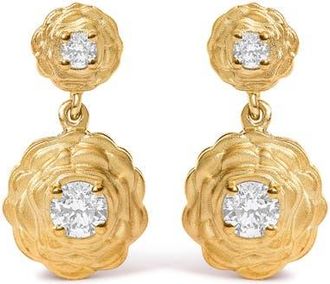 House of Brilliance 14K Yellow Gold Plated Sterling Silver 1/2 Cttw Lab Grown Diamond Rose Motif Drop Earrings in Yellow Gold Over Silver at Nordstrom