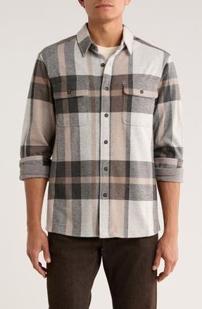 7 Diamonds Generation Plaid Stretch Flannel Button-Up Shirt in Beige at Nordstrom Rack, Size Xx-Large