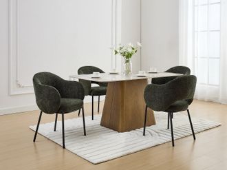 Vente-Unique Sedia con braccioli in Tessuto testurizzato e Metallo Nero Verde - Lotto di 2 - ACACILIO