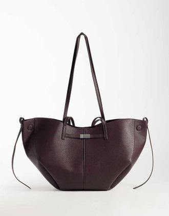 Gina Tricot Gina Tricot borsa tote con doppia tracolla e fibbia bordeaux-Rosso