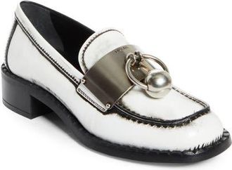 Prada Two-Tone Calfskin Leather Loafer in Bianco at Nordstrom, Size 6.5Us