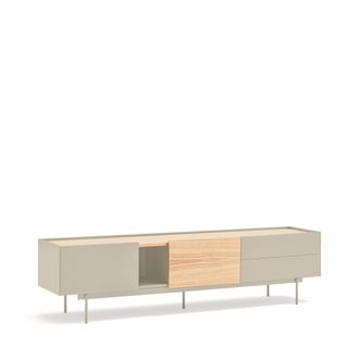 Teulat Mueble de tv 2 puertas 2 cajones arena y roble