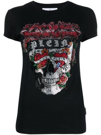 Philipp Plein T-shirt con strass - Nero