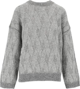 PESERICO Maglione in maglia - Dames - Ronde hals truien - Grijs - XL - Wol - Truien & Vesten