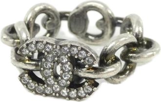 Chanel Silver Clear Band Ring (Pre-Owned)