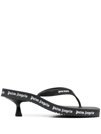 Palm Angels Teenslippers met logoprint - Zwart
